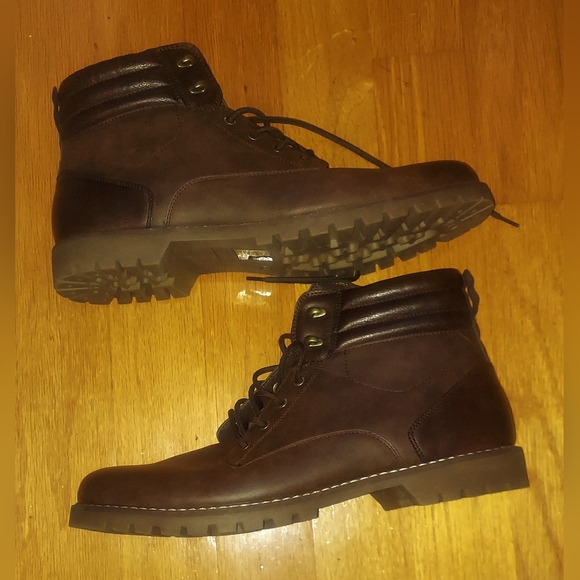 RED ALE BY ALESBURY MEN'S BROWN FAUX LEATHER HIKING BOOTS SIZE 13 NWOB - Picture 6 of 12